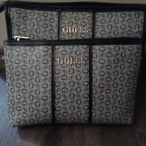GUESS Black and Gray Logo Patterned Tote